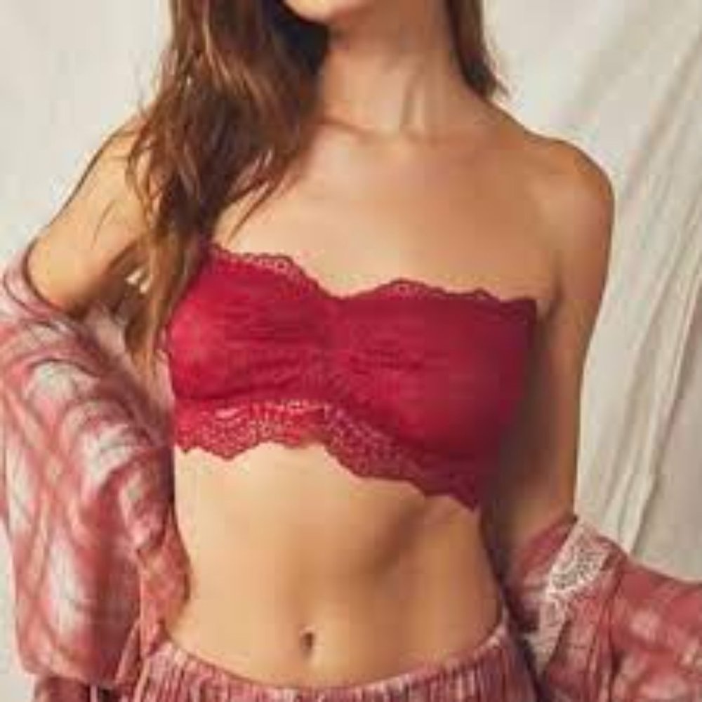 Free People Lacey Looks Bandeau Burgandy M